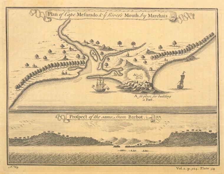 Plan [and prospect] of Cape Mesurado & the river's mouth