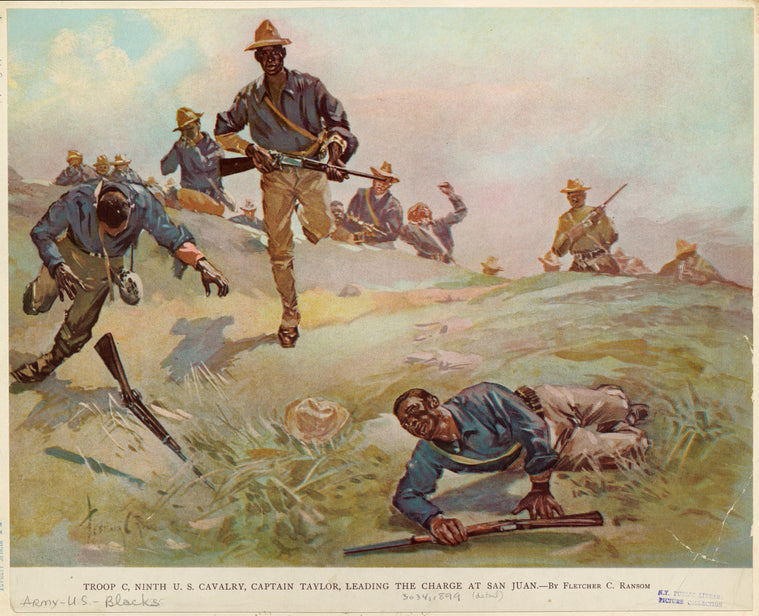 Troop C, Ninth U.S. Cavalry, Captain Taylor, leading the charge at San Juan