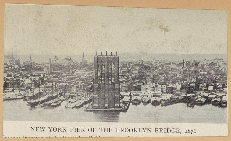 New York pier of the Brooklyn Bridge, 1876