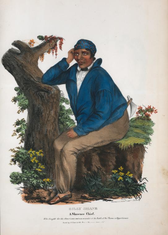 Billy Shane, a Shawnee Chief, who fought for the Americans and was wounded at the Battle of the Thames in Upper Canada.
