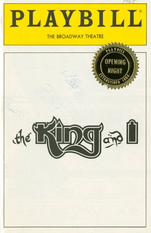 Program for the opening night (1/7/1985) of the revival of The King and I