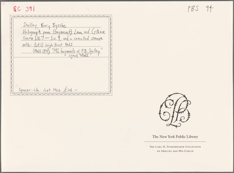 Laon and Cythna, Canto I.iii.7-I.v.9, and a cancelled stanza