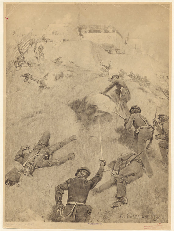 American soldiers during battle, 1890s