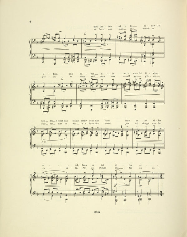 Vier ernste Gesänge fur Klavier allein (mit hinzugegügem text) von Max Reger