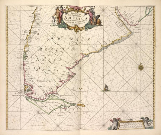 Paskaarte van het zuydelijckste van America, van Rio de la Plata tot Caap de Hoorn, ende inde Zuyd Zee, tot B. de Koquimbo.
