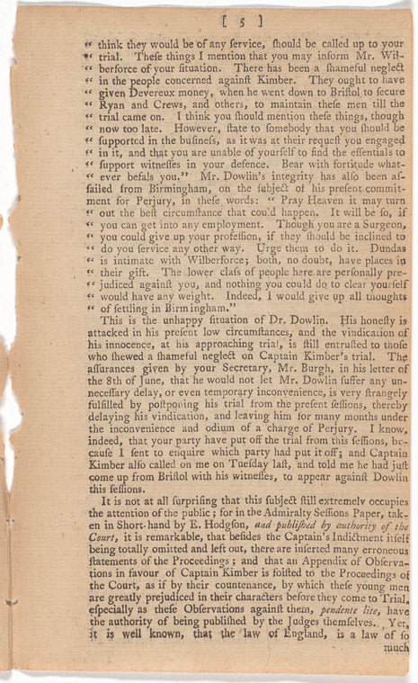 A letter from Lord George Gordon in Newgate, to Wm. Wilberforce, Esq. Old Palace Yard, Member for Yorkshire