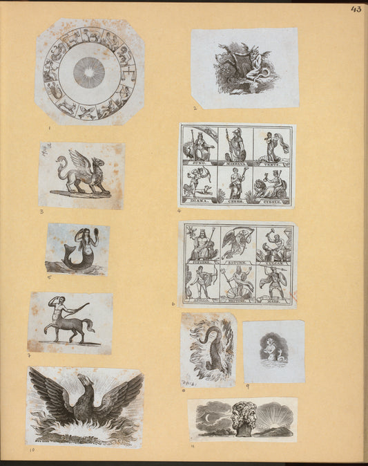 Mythological and zodiacal symbols and signs.