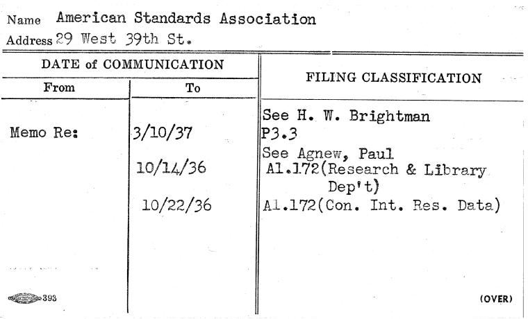 American Standards Association
