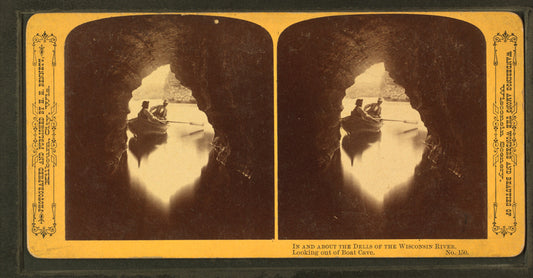 In and about the Dells of Wisconsin River. Looking out of Boat Cave.