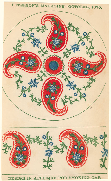 Design in applique for smoking cap