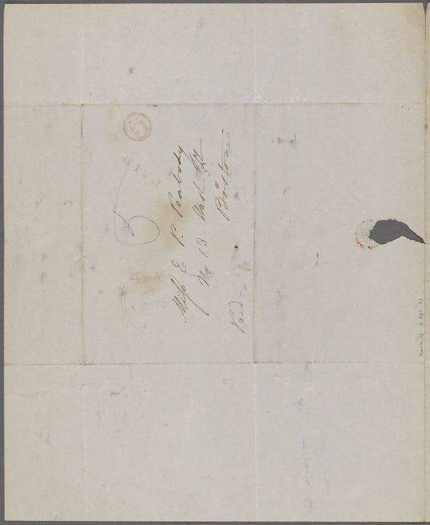 [Peabody,] Elizabeth [Palmer, sister], AL (incomplete) to. Jan. 20, 1867.