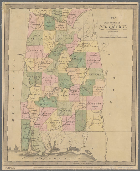 Map of the state of Alabama