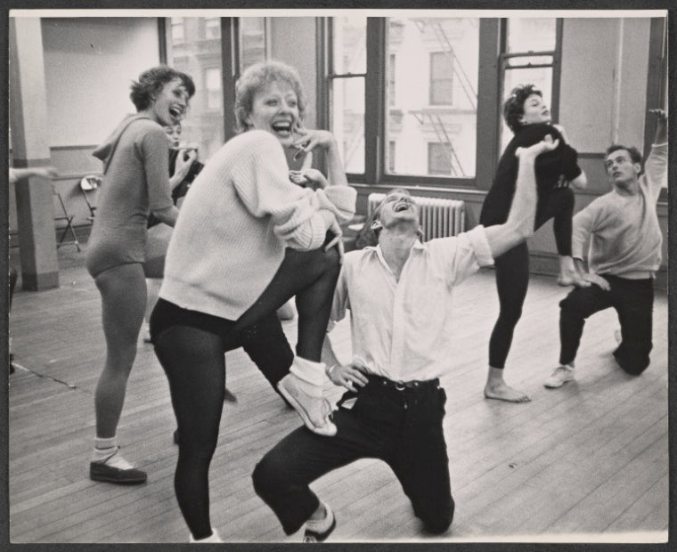Gwen Verdon [center left], Bob Fosse [center right] and unidentified others in rehearsal for the stage production New Girl in Town