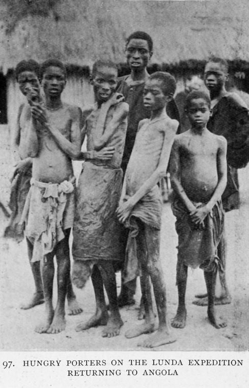 Hungry porters on the Lunda expedition returning to Angola.