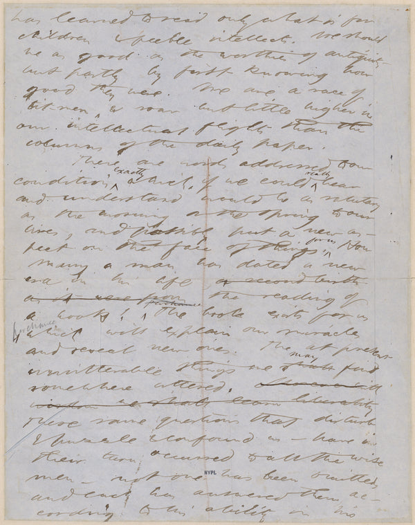 [Walden]. 1 leaf of holograph draft. Unsigned and undated