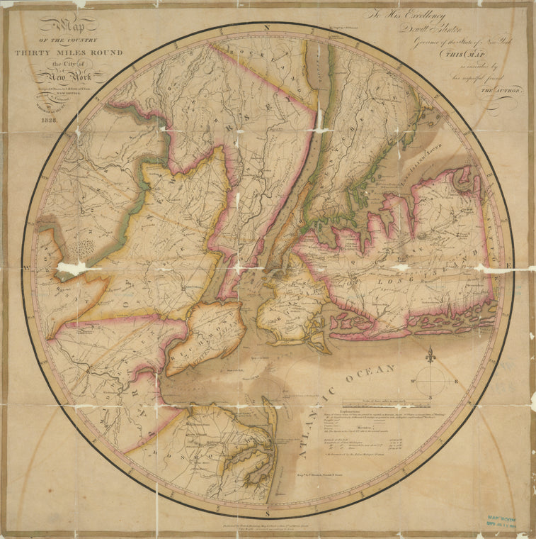 Map of the country thirty miles round the city of New York