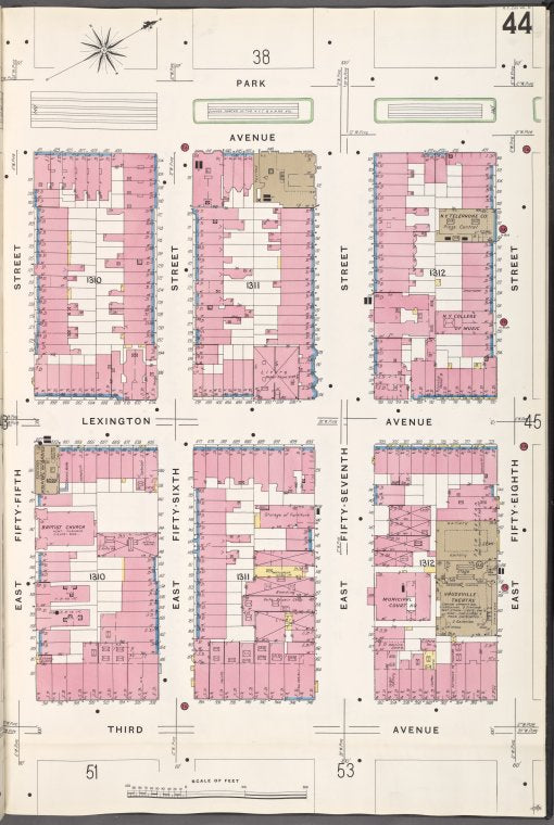 Manhattan, V. 6, Plate No. 44 [Map bounded by Park Ave., E. 58th St., 3rd Ave., E. 55th St.]