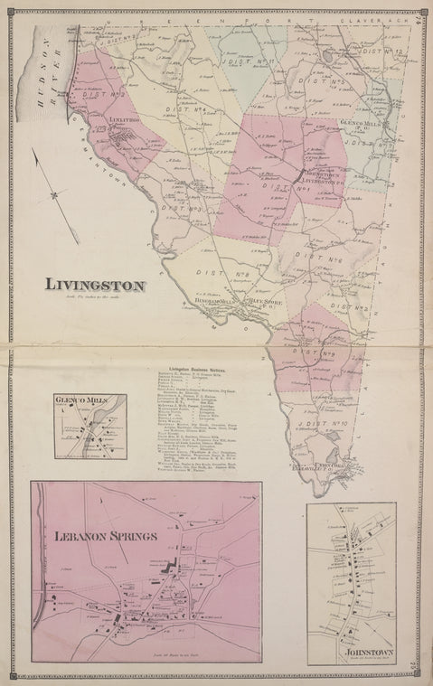 Livington [Township]; Glenco Mills [Village]; Livington Business Notices; Lebanon Springs [Village]; Johnstown [Village]