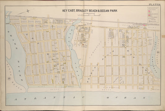 Monmouth County, Double Page Plate No. 16 [Map Bounded by Turnpike, Fletcher Lake, Atlantic Ocean, Shark River]