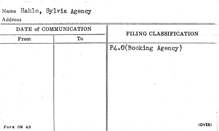 Hahlo, Sylvia Agency