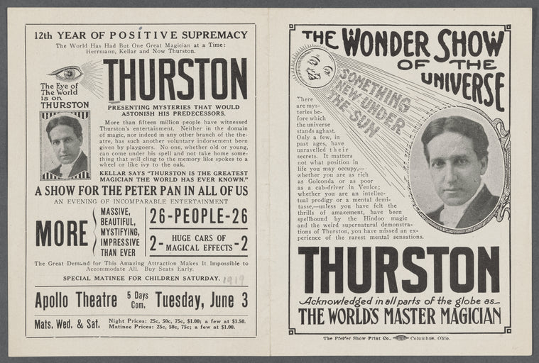 Promotional booklet for Howard Thurston's The Wonder Show of the Universe at the Apollo Theatre