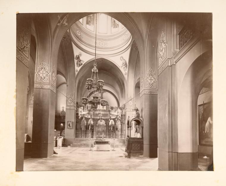 Interior view of the Church of the Holy Ascension at the Mount of Olives Convent of the Russian Orthodox Church