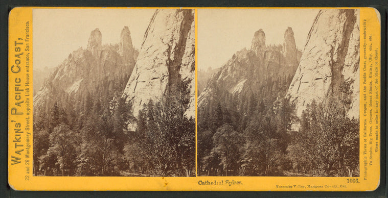 Cathedral Spires, Yosemite Valley, Mariposa County, Cal.