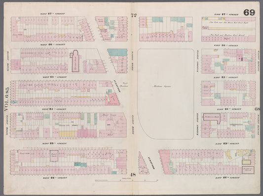Map bounded by West 27th Street, East 27th Street, Fourth Avenue, East 22nd Street, West 22nd Street, Sixth Avenue