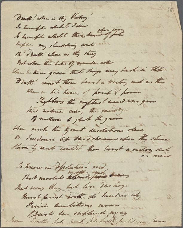 Holograph poem, "Death! Where is thy Victory!"