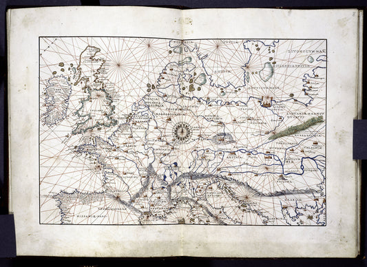 Land map in the portolan style, showing Northwest and Central Europe