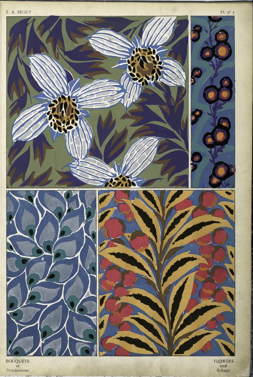1. Flowers and foliage; 2. Flowers and foliage; 3. Flowers (petals); 4. Flowers and foliage