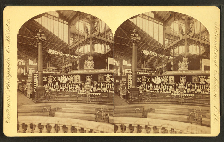 M.B. from nave looking south [showing German exhibit: Königl. Porzellan Manufacture, Berlin].