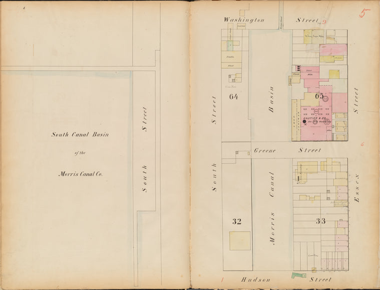 Jersey City, V. 1, Double Page Plate No. 5 [Map bounded by Washington St., Essex St., Hudson St., South St.]