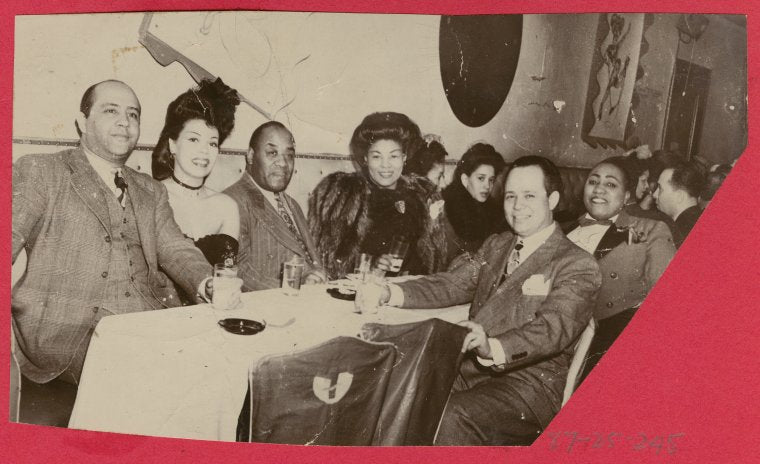 Negro Actors Guild gathering, which includes entertainers Luckey Roberts, Tondaleyo, Billy Daniels and Gladys Bentley, ca. 1940s