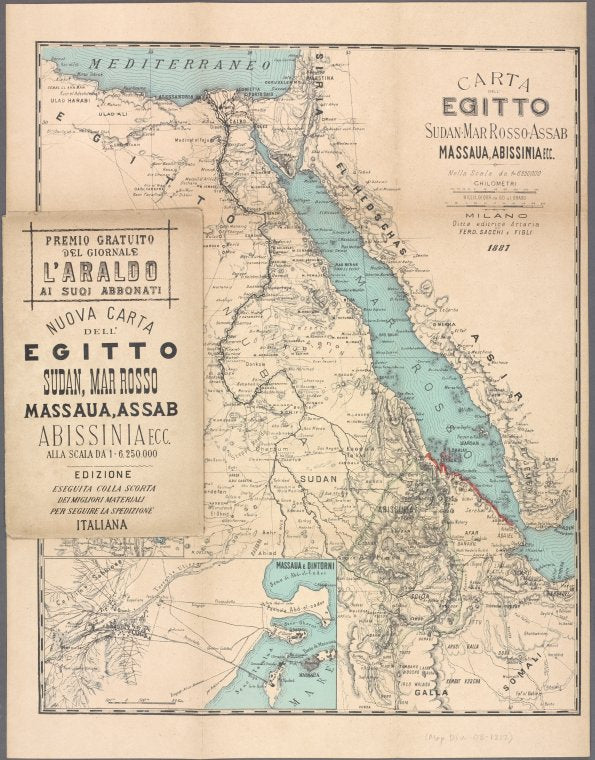 Carta dell' Egitto, Sudan, Mar Rosso, Assab, Massaua, Abissinia ecc.