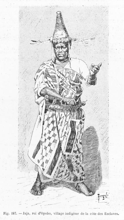 Jaja, roi d'Opobo, village indigène de la côte des Esclaves.