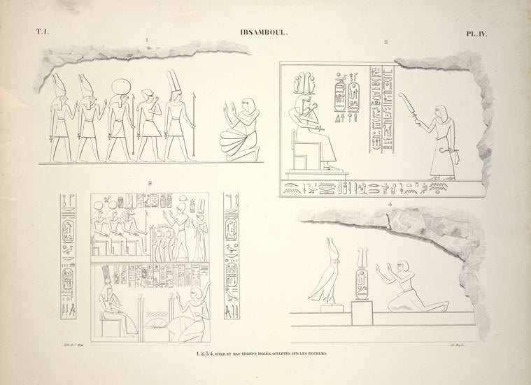 Ibsamboul [Abu Simbel]. 1-4. Stèle et bas-relief isolés, sculptés sur les rochers.