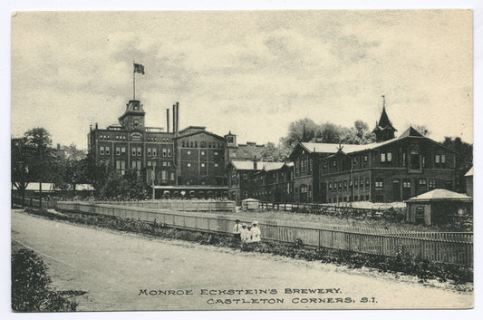 Monroe Eckstein'sBrewery, Castleton Corners, S.I.  [ext. factory with children on outside drive:  VERY RARE CARD]