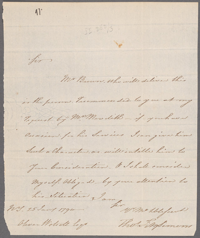 Thomas FitzSimons to Oliver Wolcott, New York