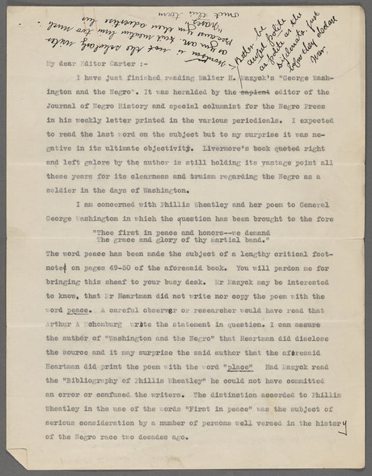 Carter [G. Woodson], Editor