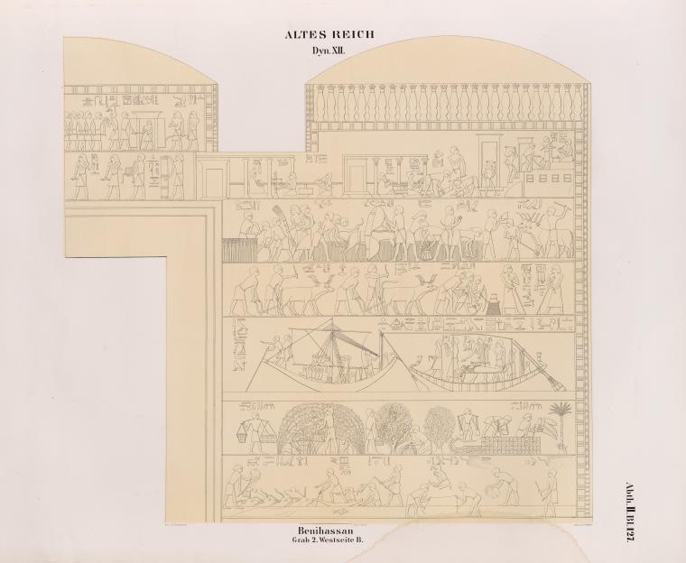 Altes Reich. Dynastie XII. Benihassan [Banî Hasan Site]: Grab 2. Westseite B.