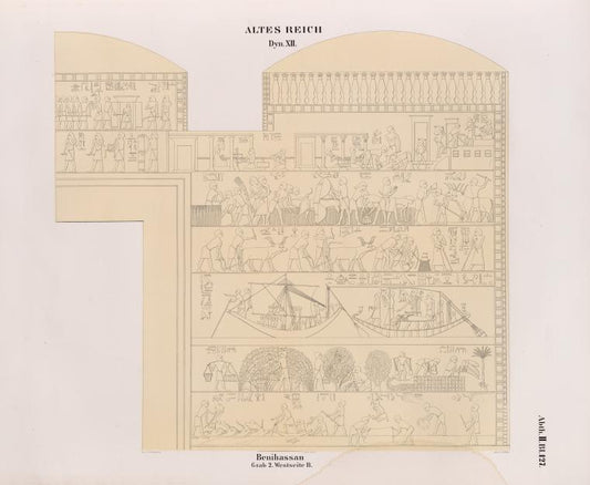 Altes Reich. Dynastie XII. Benihassan [Banî Hasan Site]: Grab 2. Westseite B.