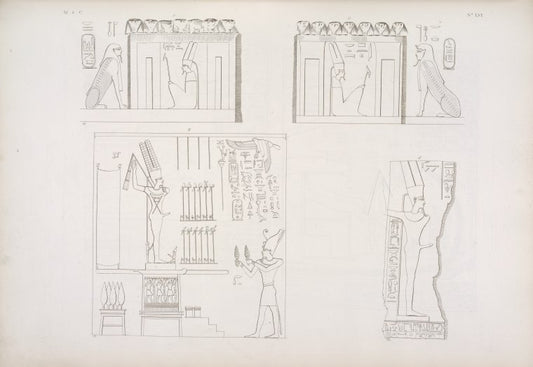 1, 2. Due quadri simbolici del santuario ristaurato al tempo di Alessandro. --Karnac: 3. Quadro del santuario di granito rifatto sotto il regno di Filippo-Arrideo. 4. Frammento antico dello stesso santuario.