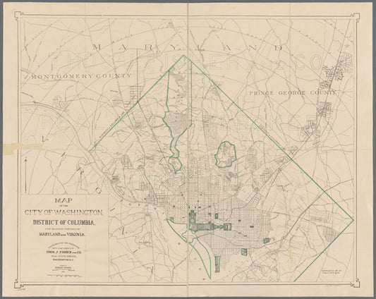 Map of the city of Washington, District of Columbia, and adjacent portions of Maryland and Virginia