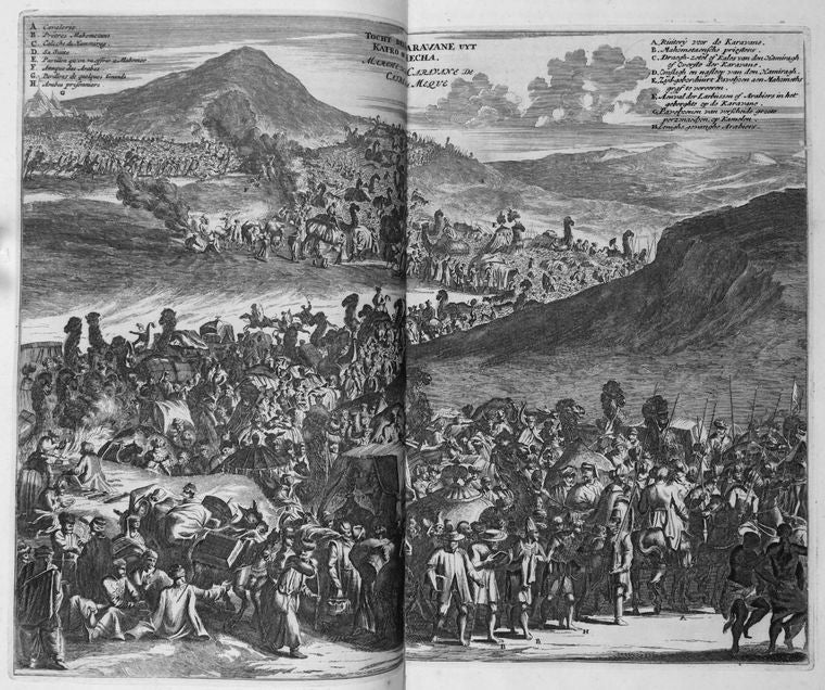 Tocht der Karavane uyt Katro of Mecha.  Marche de la Caravane de catre als Meque.