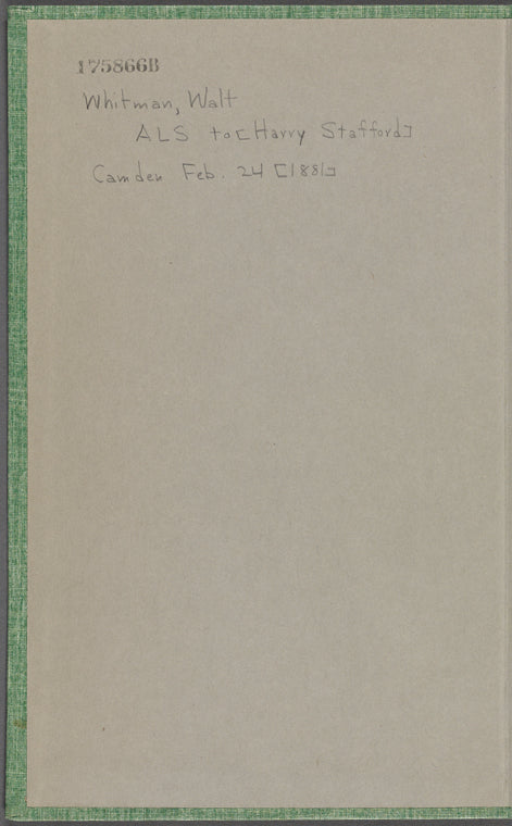 Stafford, Harry, APCS to. Feb. 24, [1881].