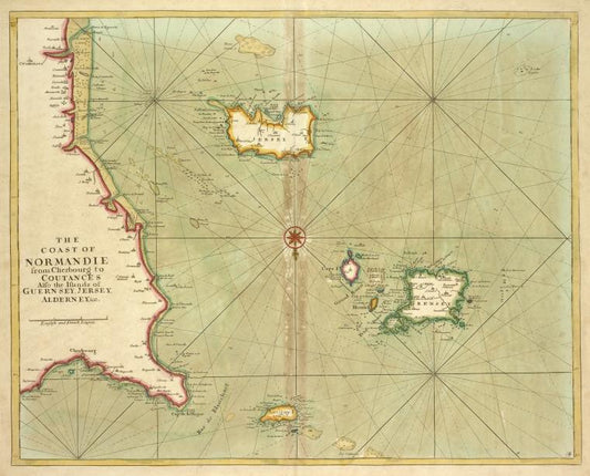 The coast of NORMANDIE from cherbourg to Coutances also the islands of Guern sey, Jersey, Alderney