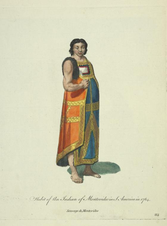 Habit of an Indian of Montevideo in South America in 1764. Sauvage de Montevideo.