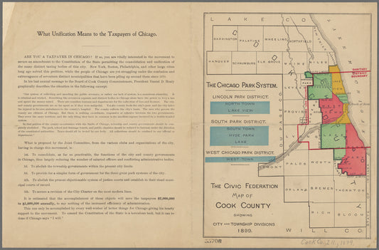The Civic Federation map of Cook County : showing city and township divisions, 1899