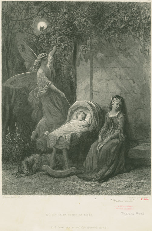"A little fairy comes at night, and from the moon she flutters down."